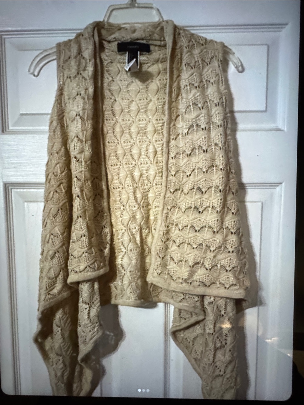 Forever 21 Cream Crochet Open-Front Poncho